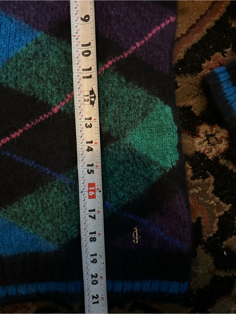 Juicy Couture Multicolor Argyle Crewneck Sweater — Green, Blue & Purple - Picture 8 of 13
